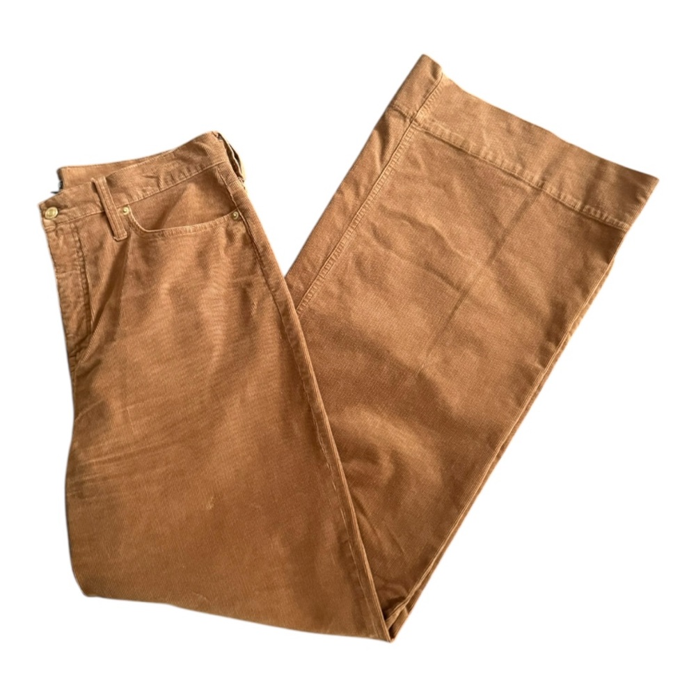 J. Crew Tall High-Waisted Wide Leg Corduroy Jeans Chestnut Brown Flare Sz 31 T - Picture 11 of 14